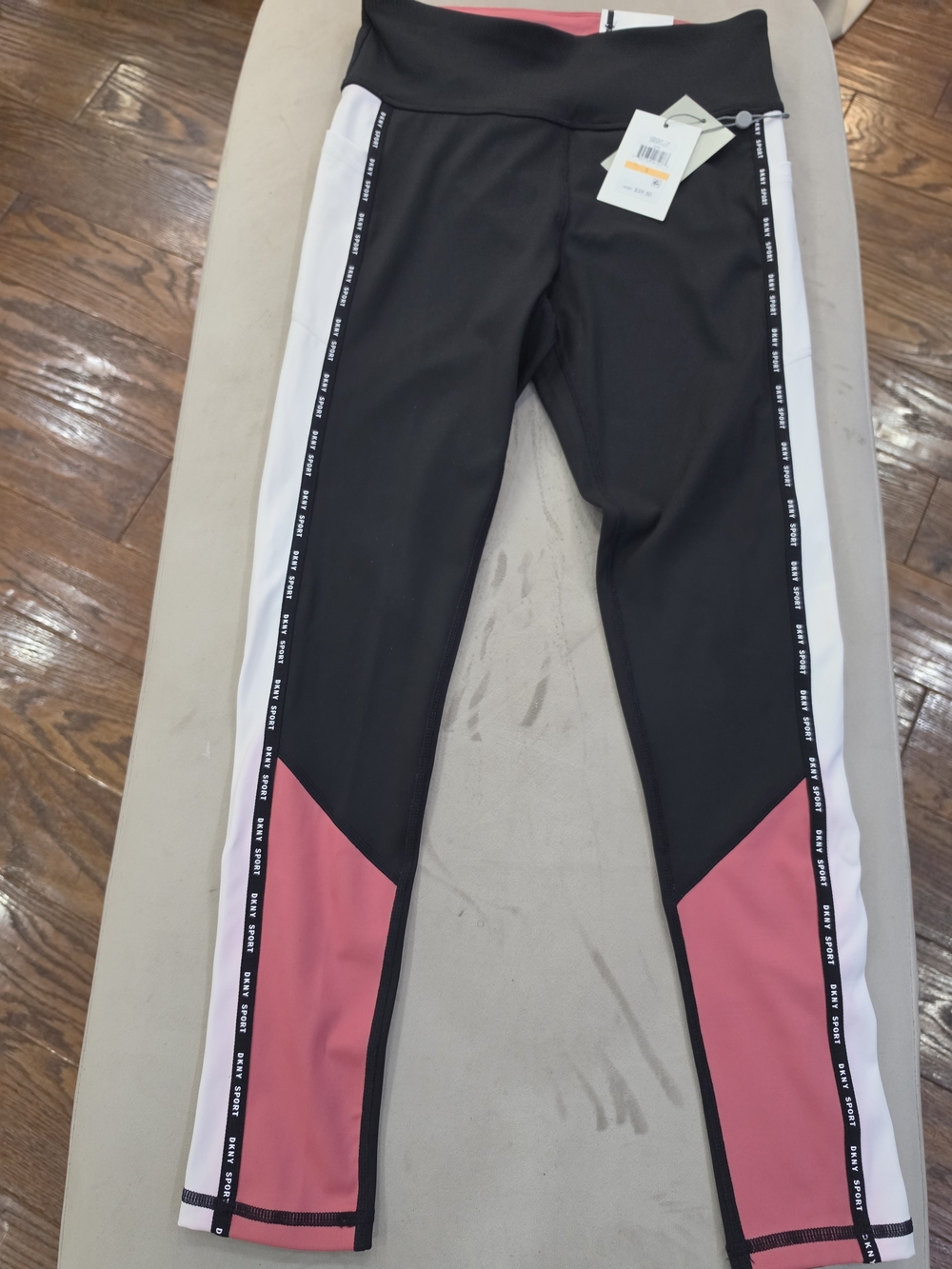 Women's Black and Pink Active Leggings
